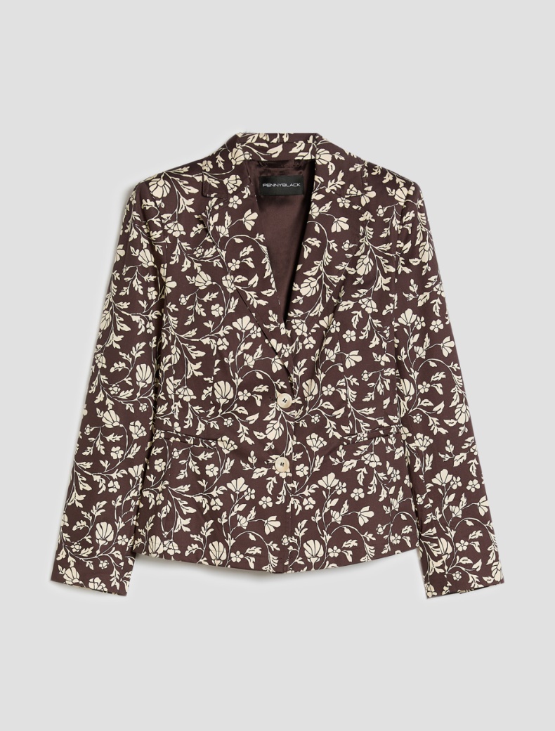 Slim cotton satin blazer - BROWN - pennyblack