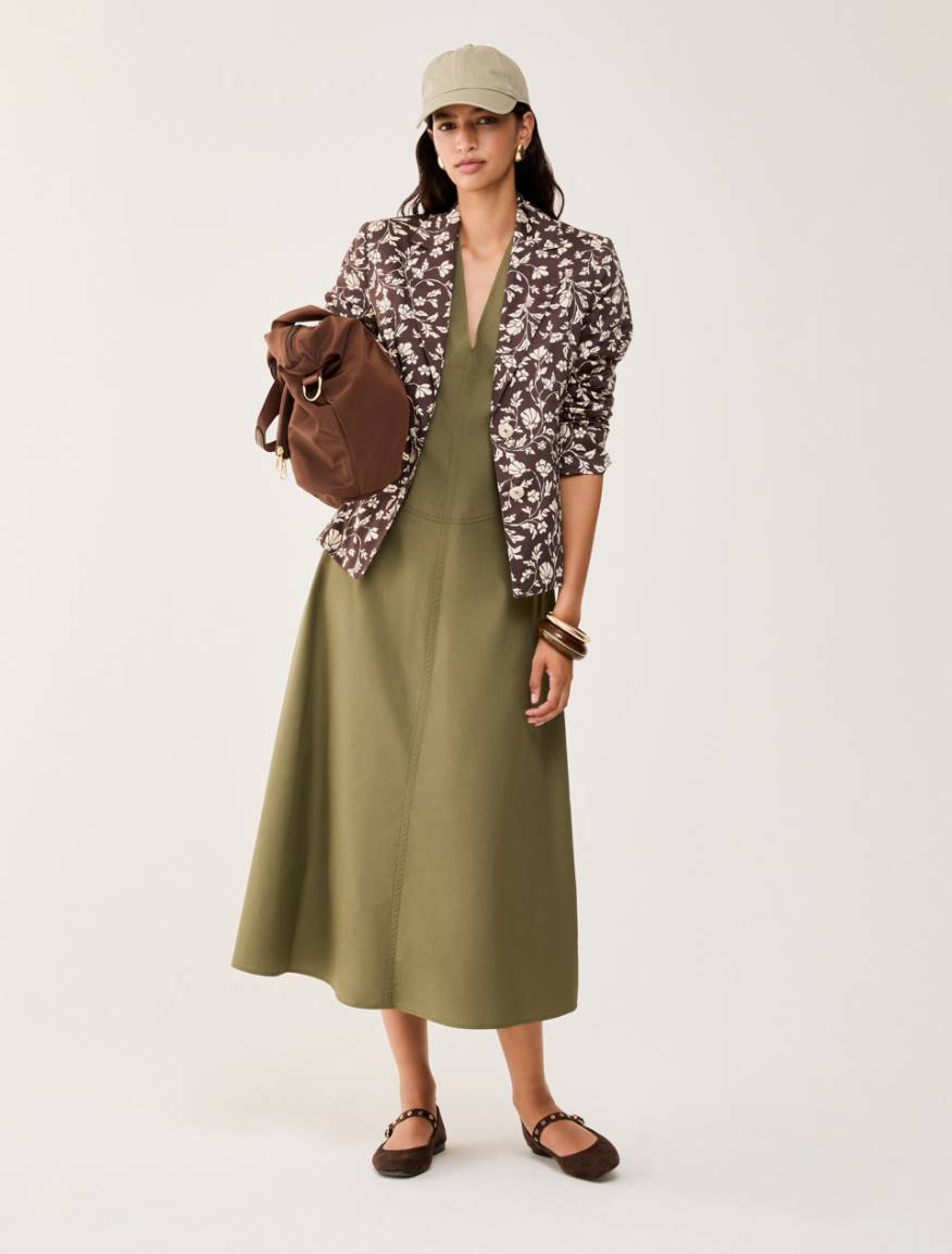 Slim cotton satin blazer - BROWN - Pennyblack - 5