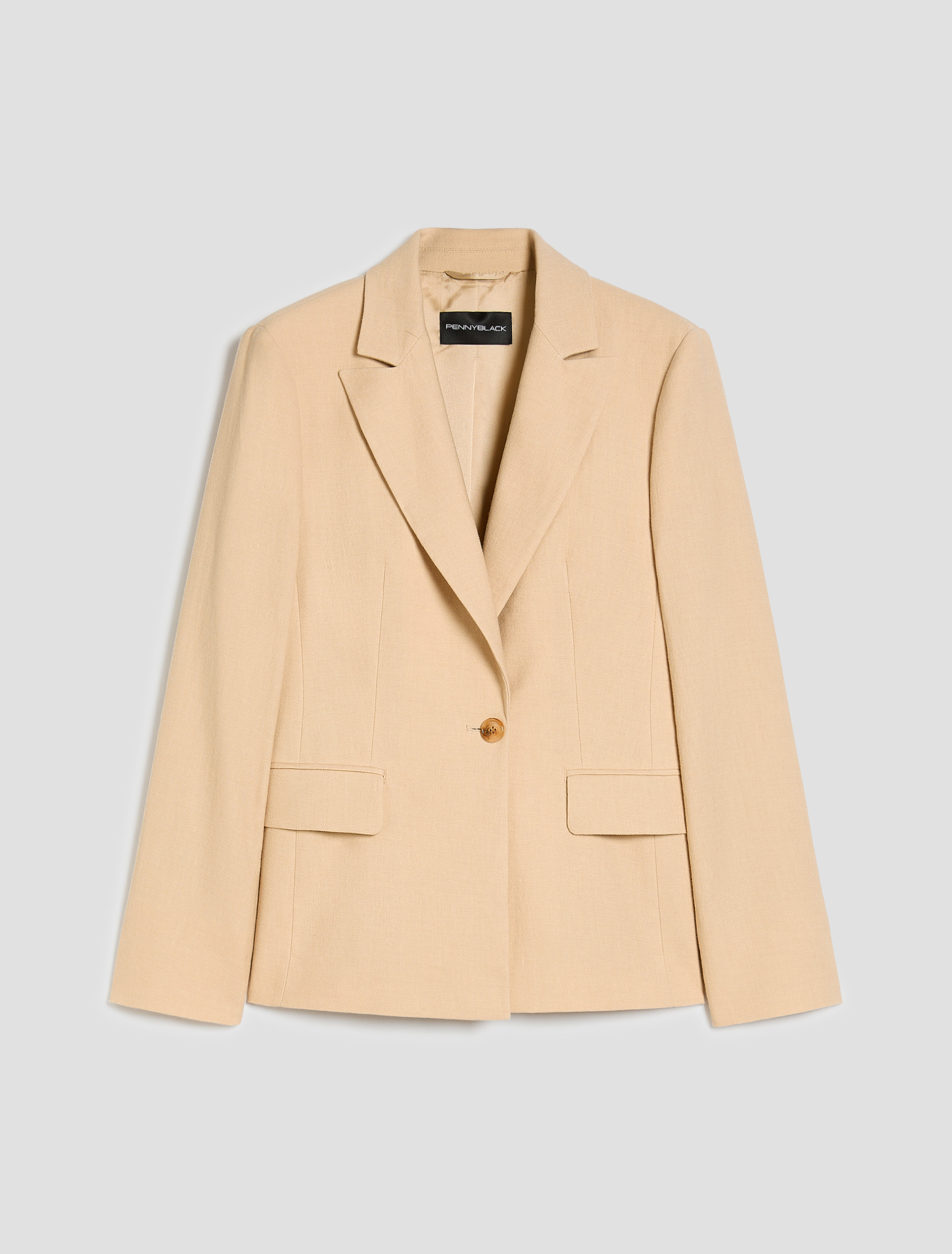 Cotton and linen blazer - SAND - pennyblack