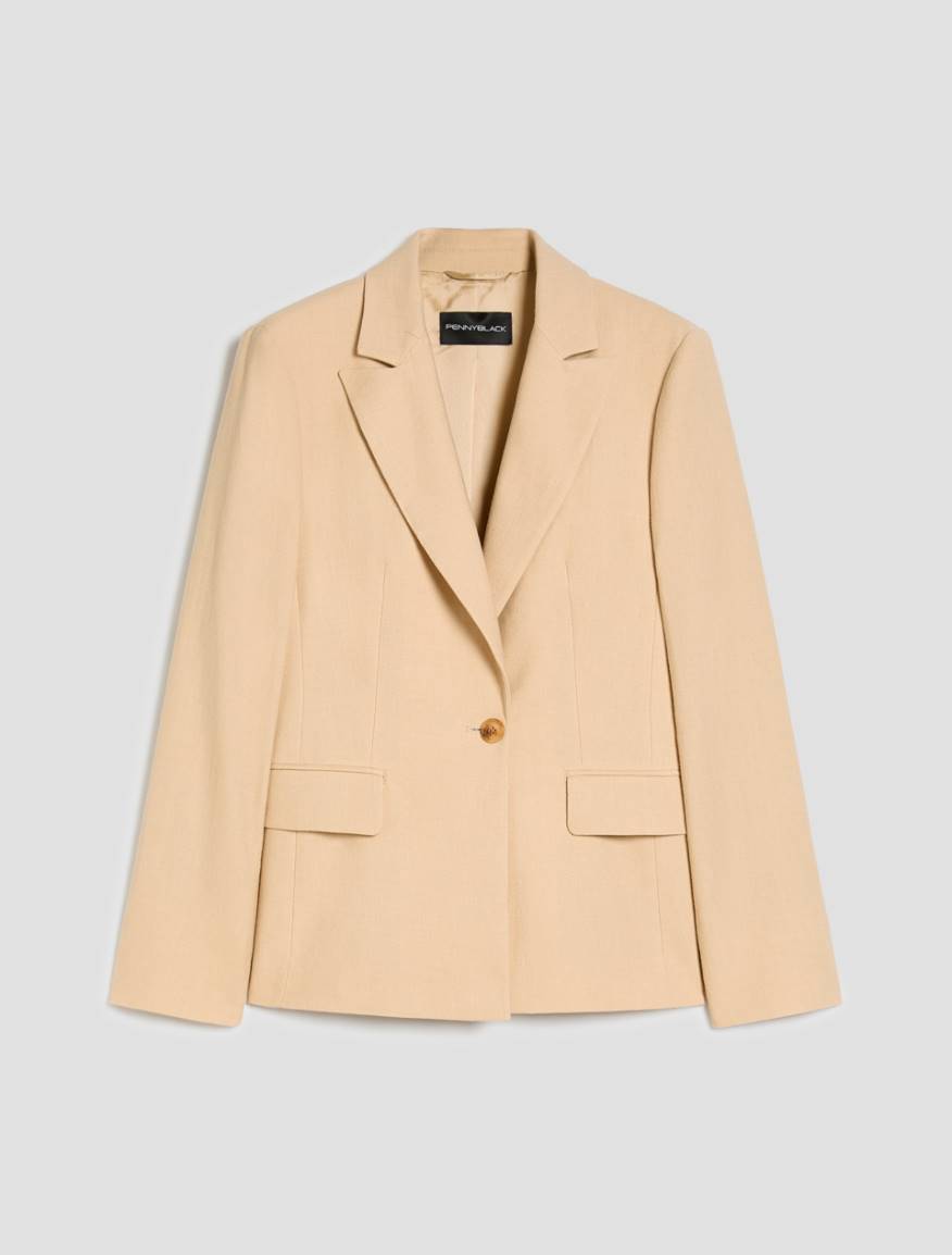Cotton and linen blazer - SAND - Pennyblack - 2