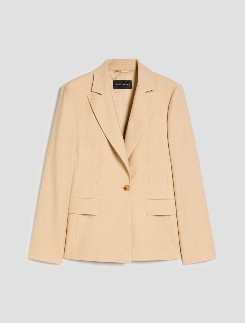 Cotton and linen blazer - SAND - pennyblack