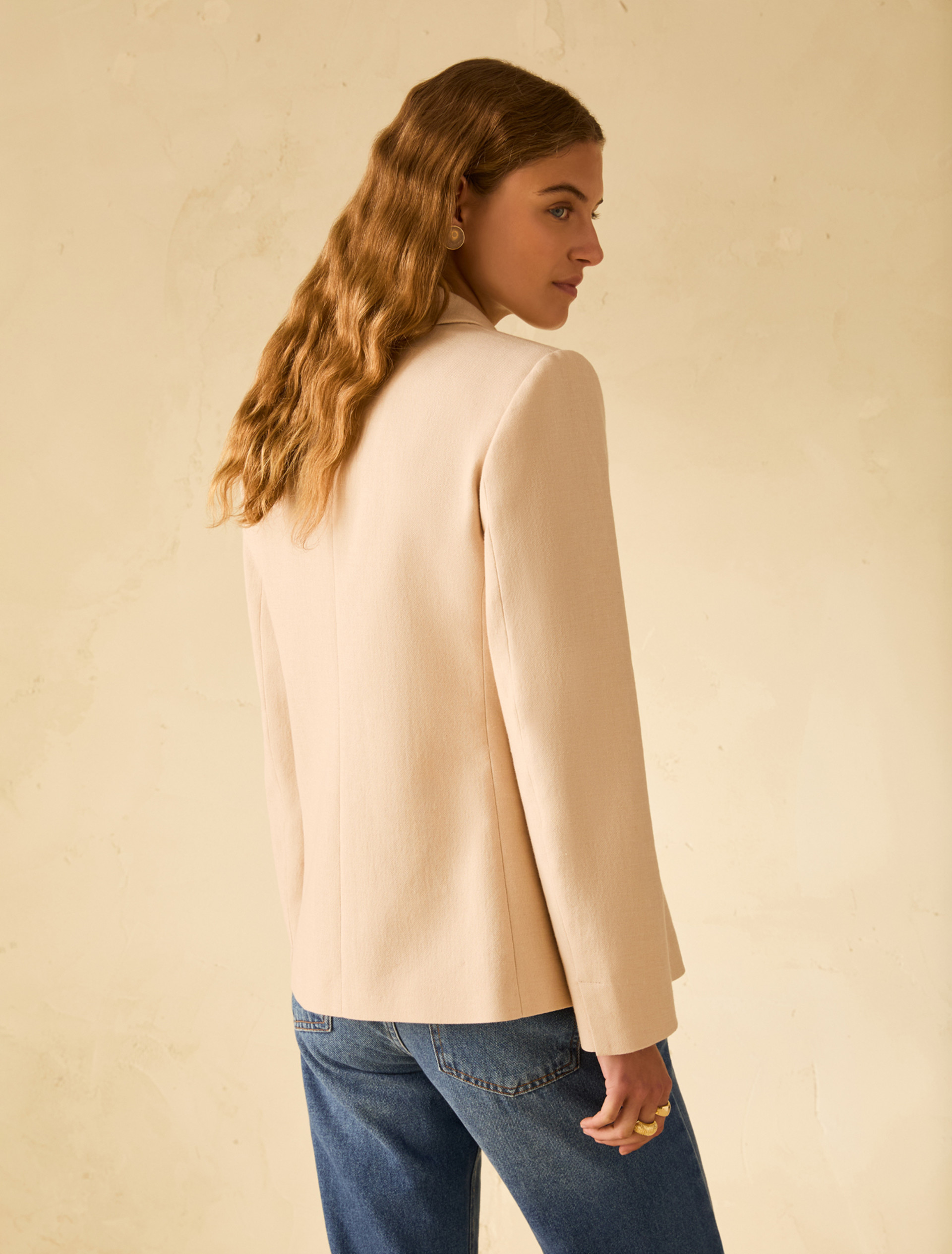Cotton and linen blazer - SAND - pennyblack