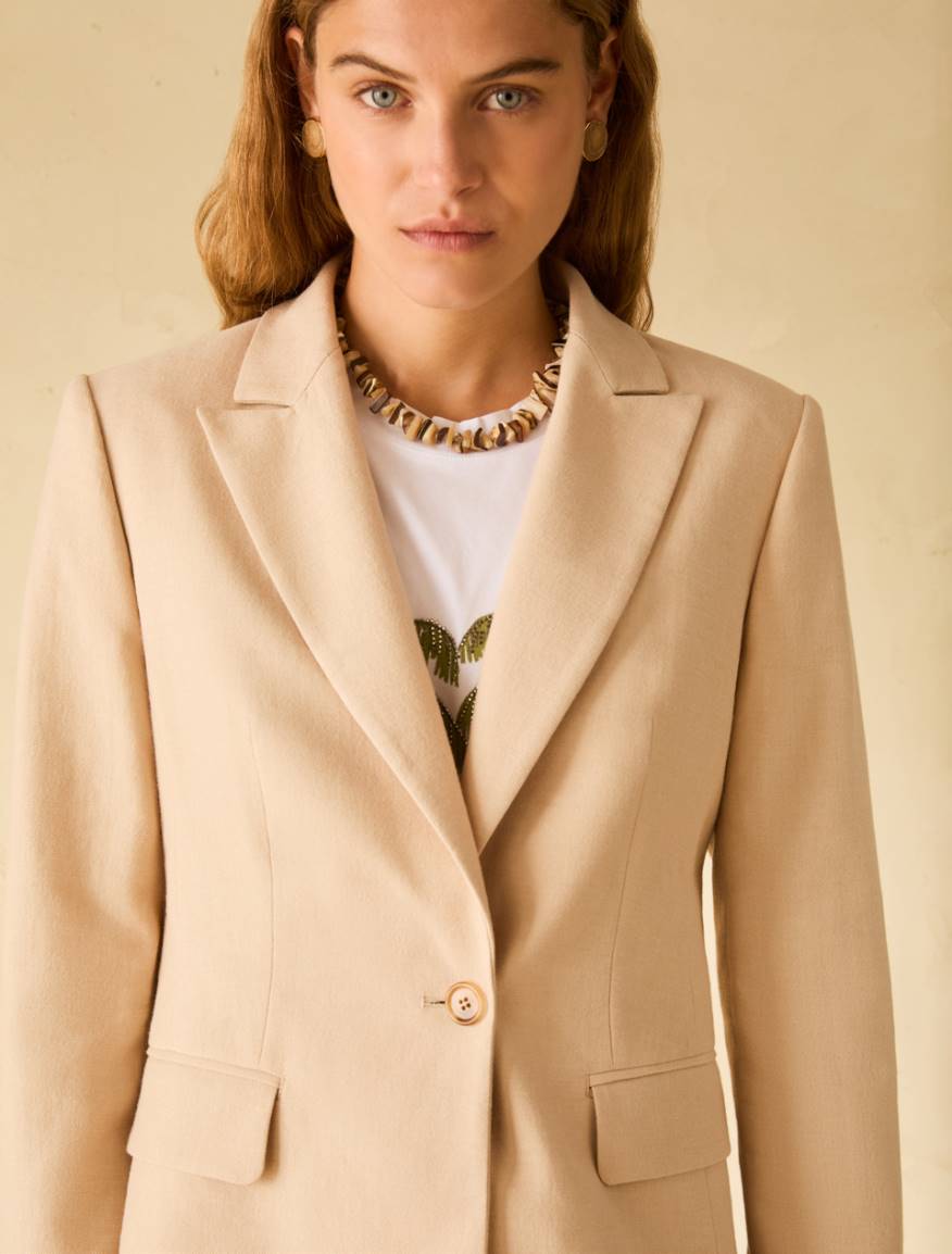 Cotton and linen blazer - SAND - Pennyblack - 4