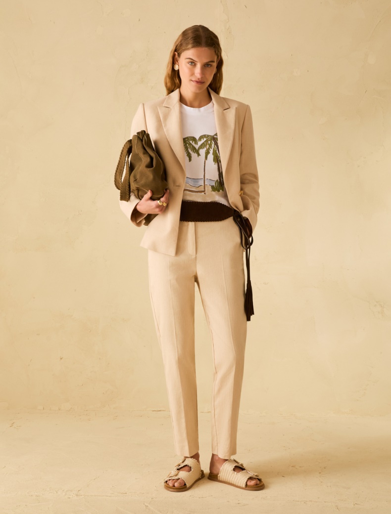 Cotton and linen blazer - SAND - pennyblack