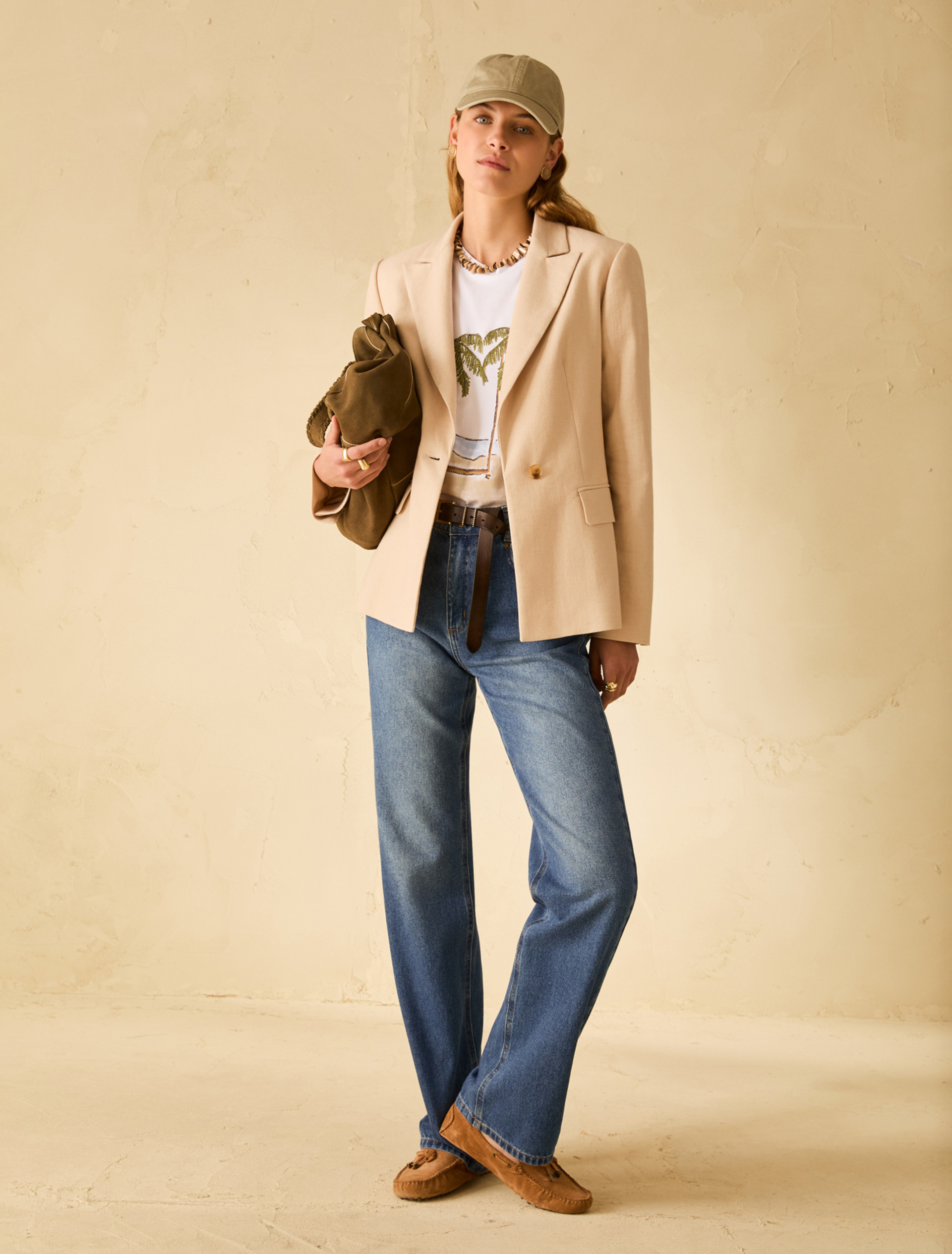 Cotton and linen blazer - SAND - pennyblack