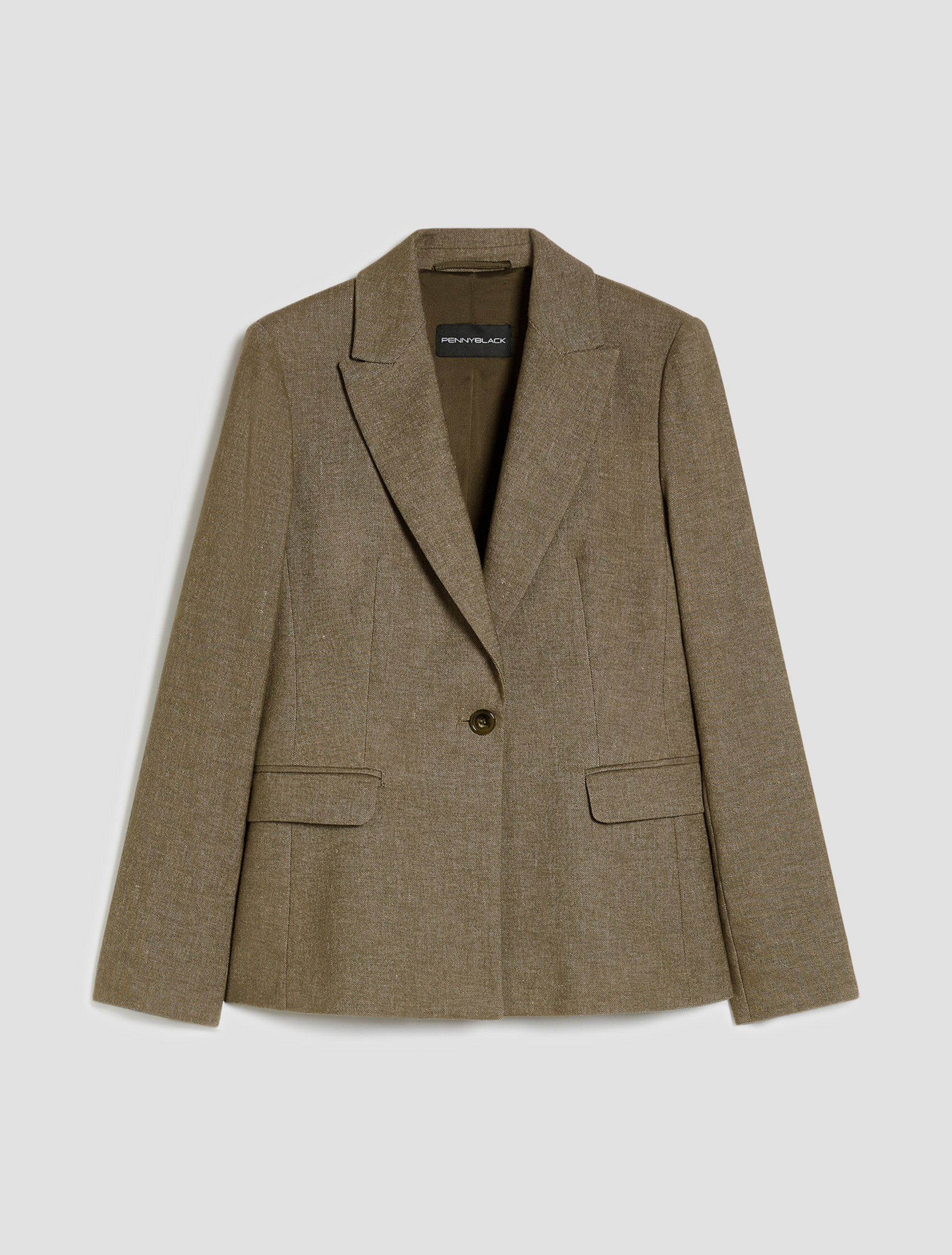 Cotton and linen blazer - KAKI - pennyblack