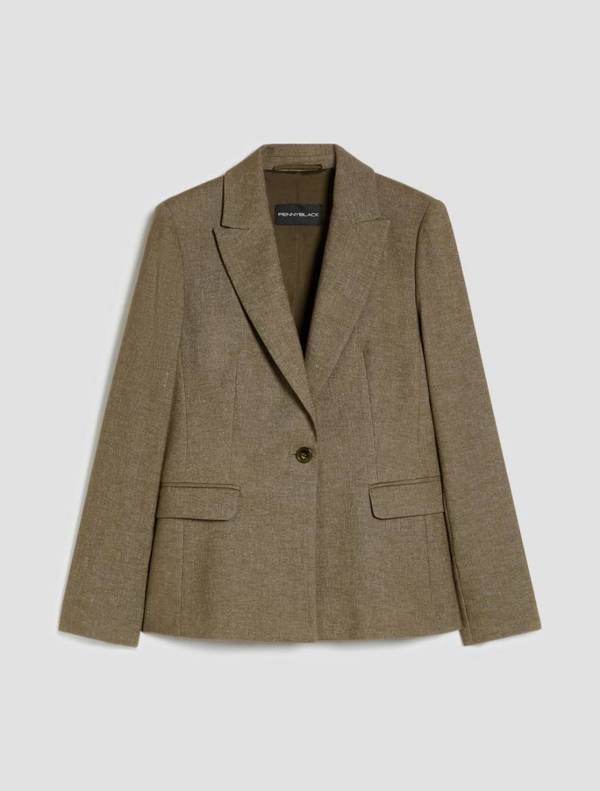 Cotton and linen blazer - KAKI - Pennyblack - 2