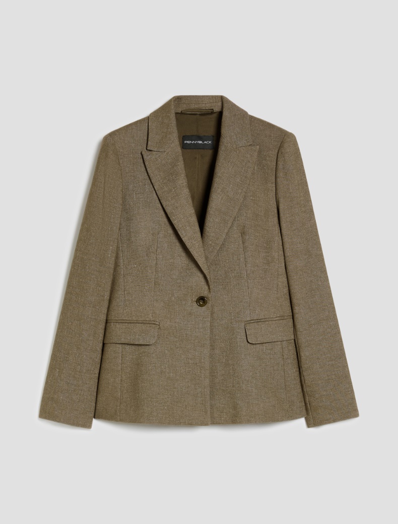 Cotton and linen blazer - KAKI - pennyblack