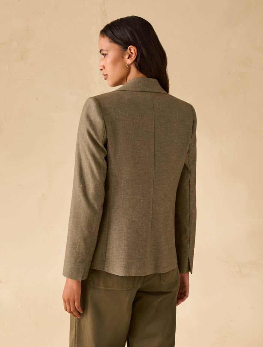 Cotton and linen blazer - KAKI - Pennyblack - 3