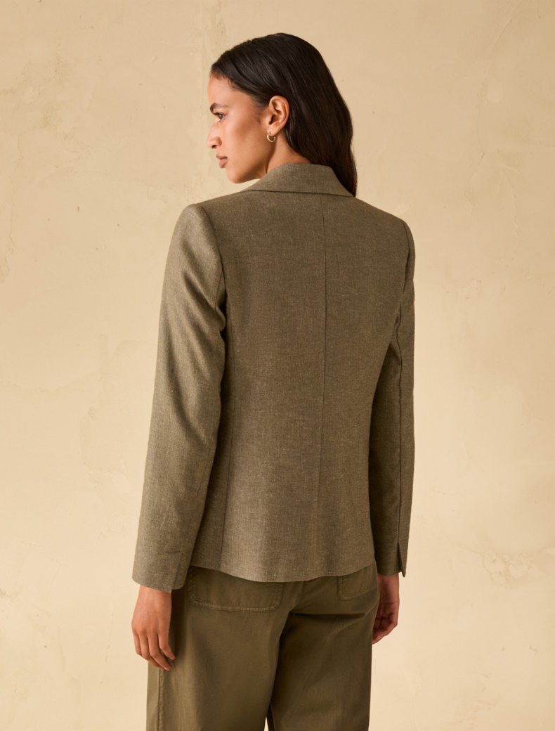 Cotton and linen blazer - KAKI - pennyblack