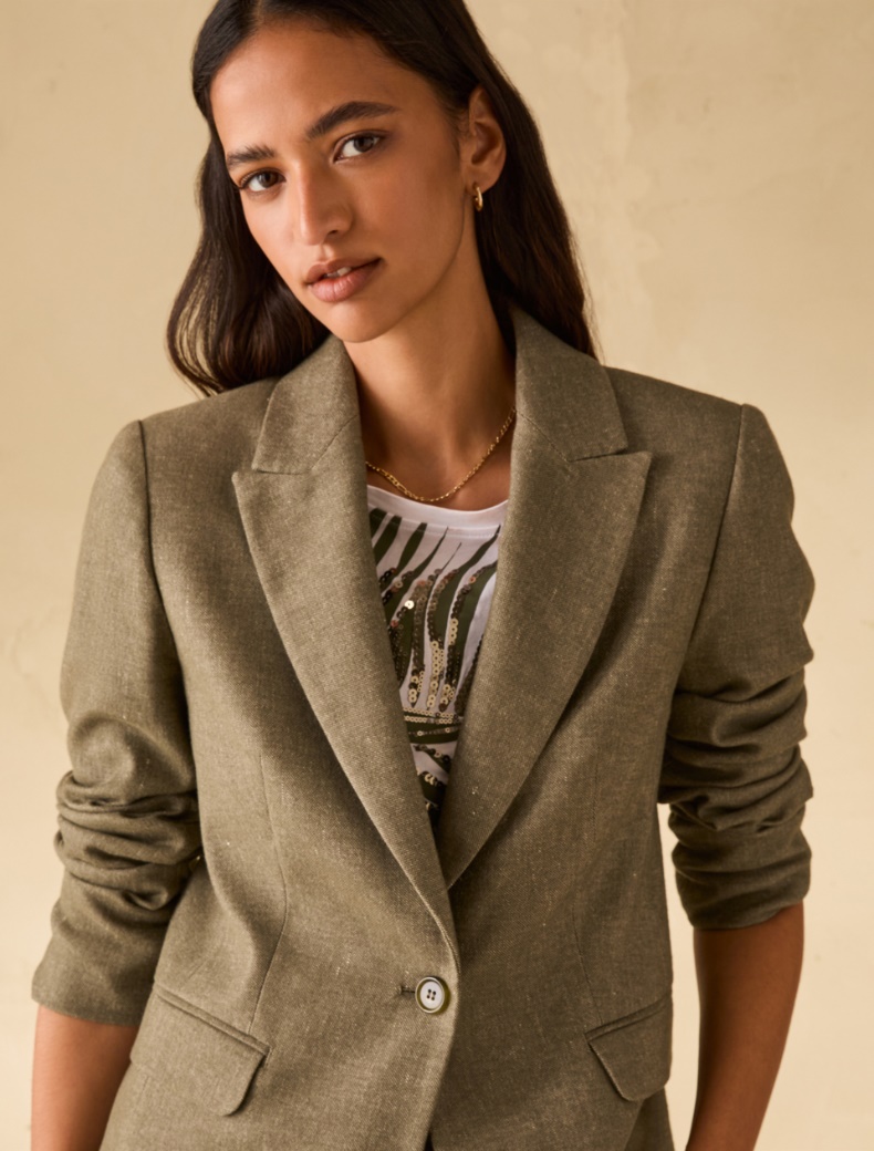 Cotton and linen blazer - KAKI - pennyblack