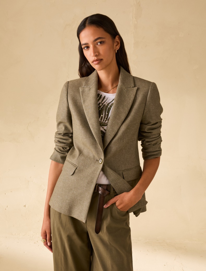 Cotton and linen blazer Cotton and linen blazer - KAKI - pennyblack
