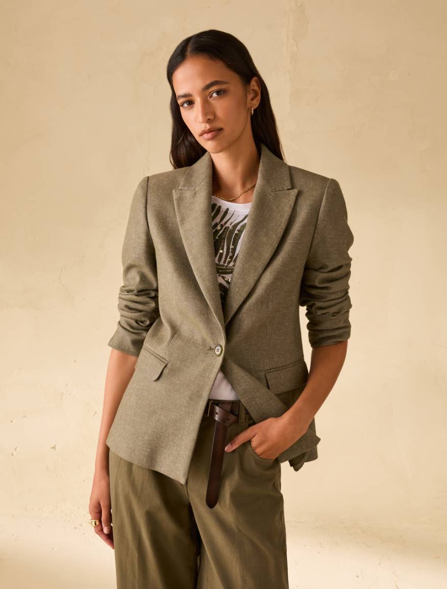 Cotton and linen blazer - KAKI - Pennyblack
