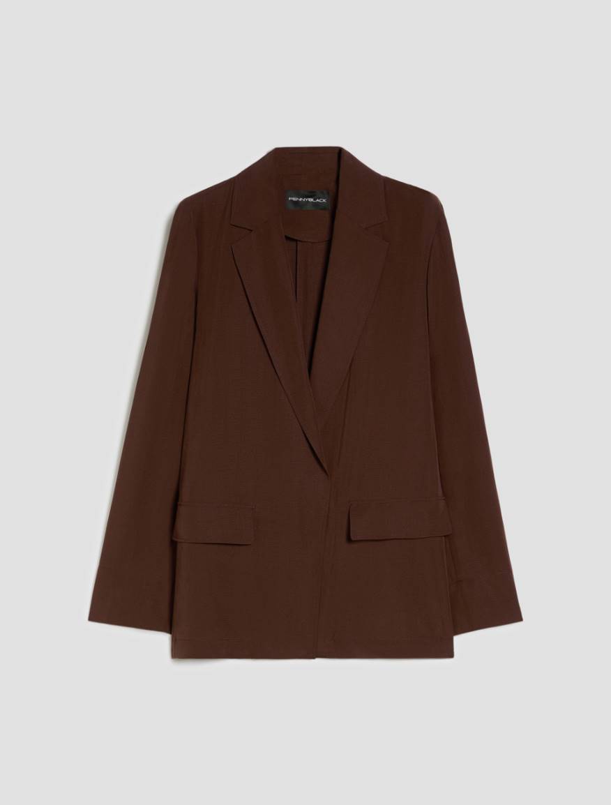 Blazer in blend di lino - CIOCCOLATO - Pennyblack - 2