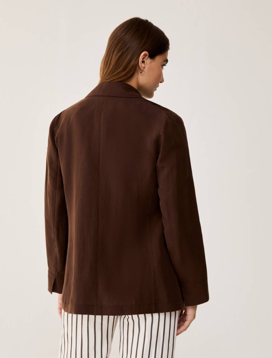 Blazer in blend di lino - CIOCCOLATO - Pennyblack - 3