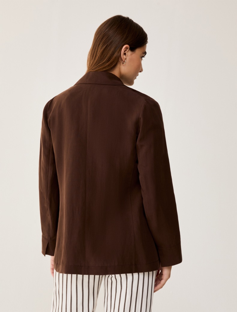 Linen blend blazer - CHOCOLATE - pennyblack