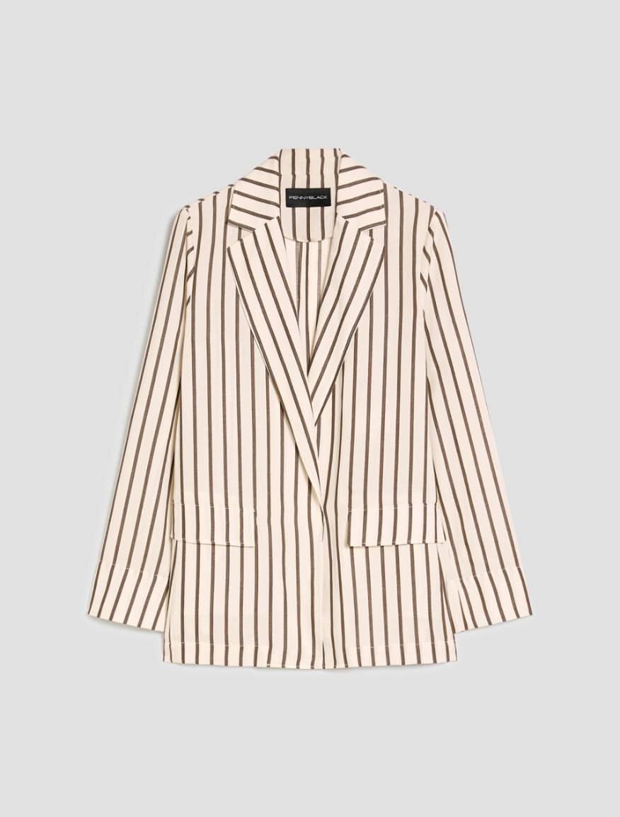 Blazer in blend di lino - AVORIO - Pennyblack - 2
