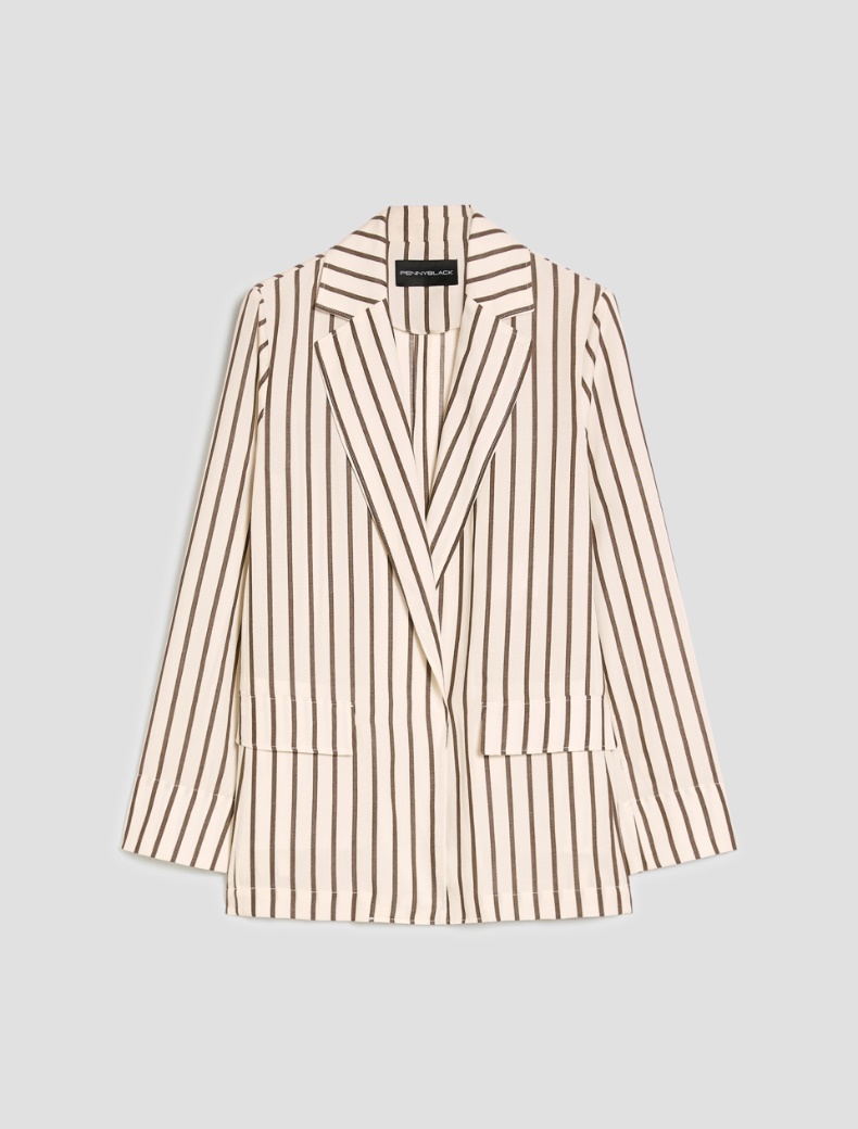 Linen blend blazer - IVORY - pennyblack