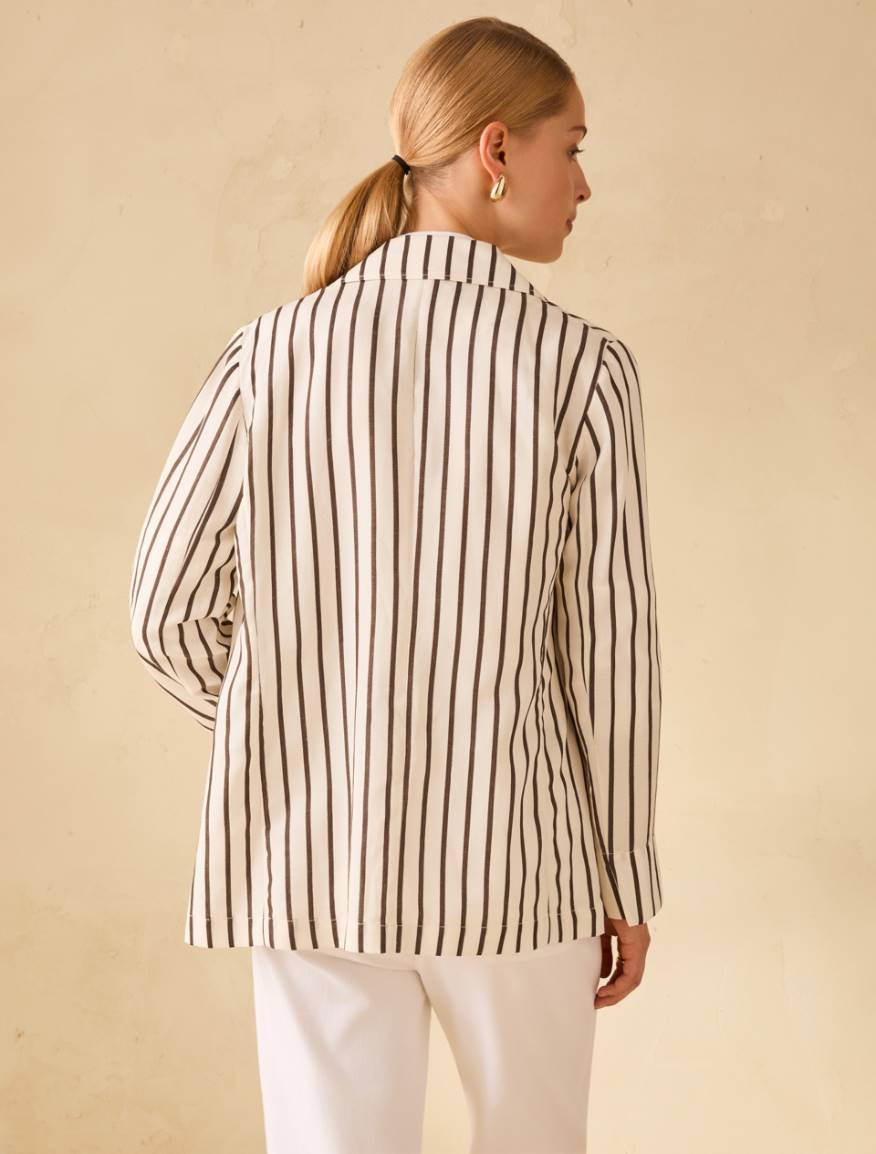 Blazer in blend di lino - AVORIO - Pennyblack - 3