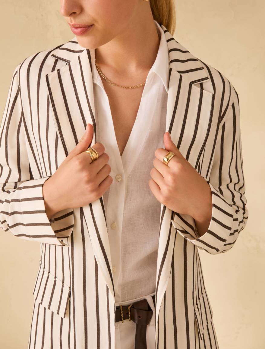 Blazer in blend di lino - AVORIO - Pennyblack - 4