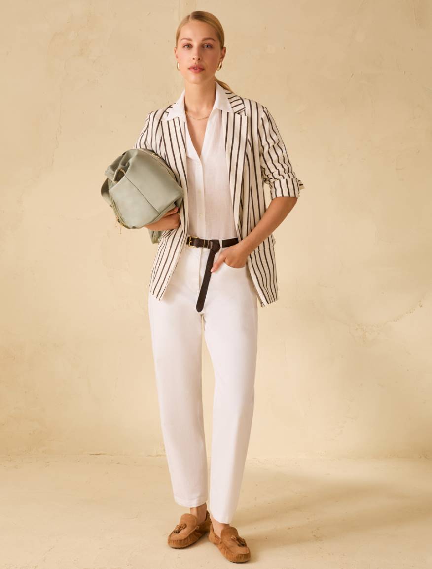 Blazer in blend di lino - AVORIO - Pennyblack - 5