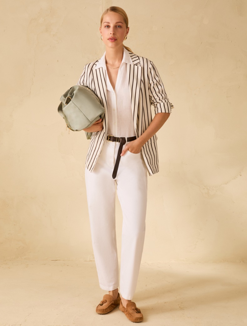 Linen blend blazer - IVORY - pennyblack