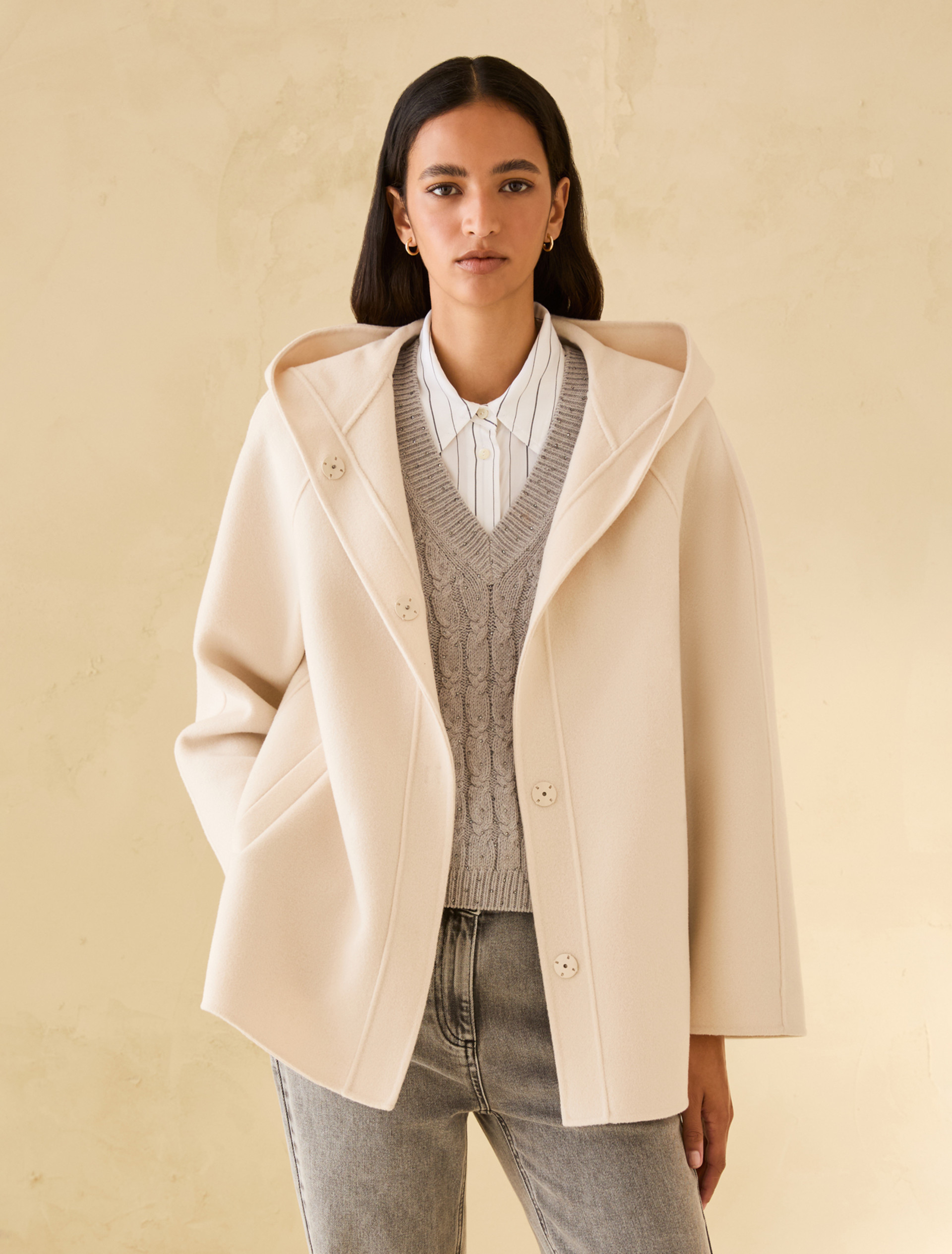 Double-woven wool-blend jacket - NATURAL - pennyblack