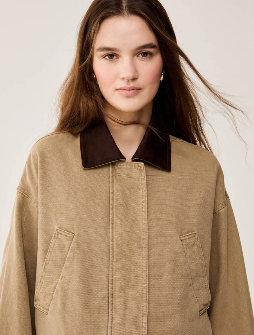 Cotton canvas barn jacket - BEIGE - Pennyblack - 4