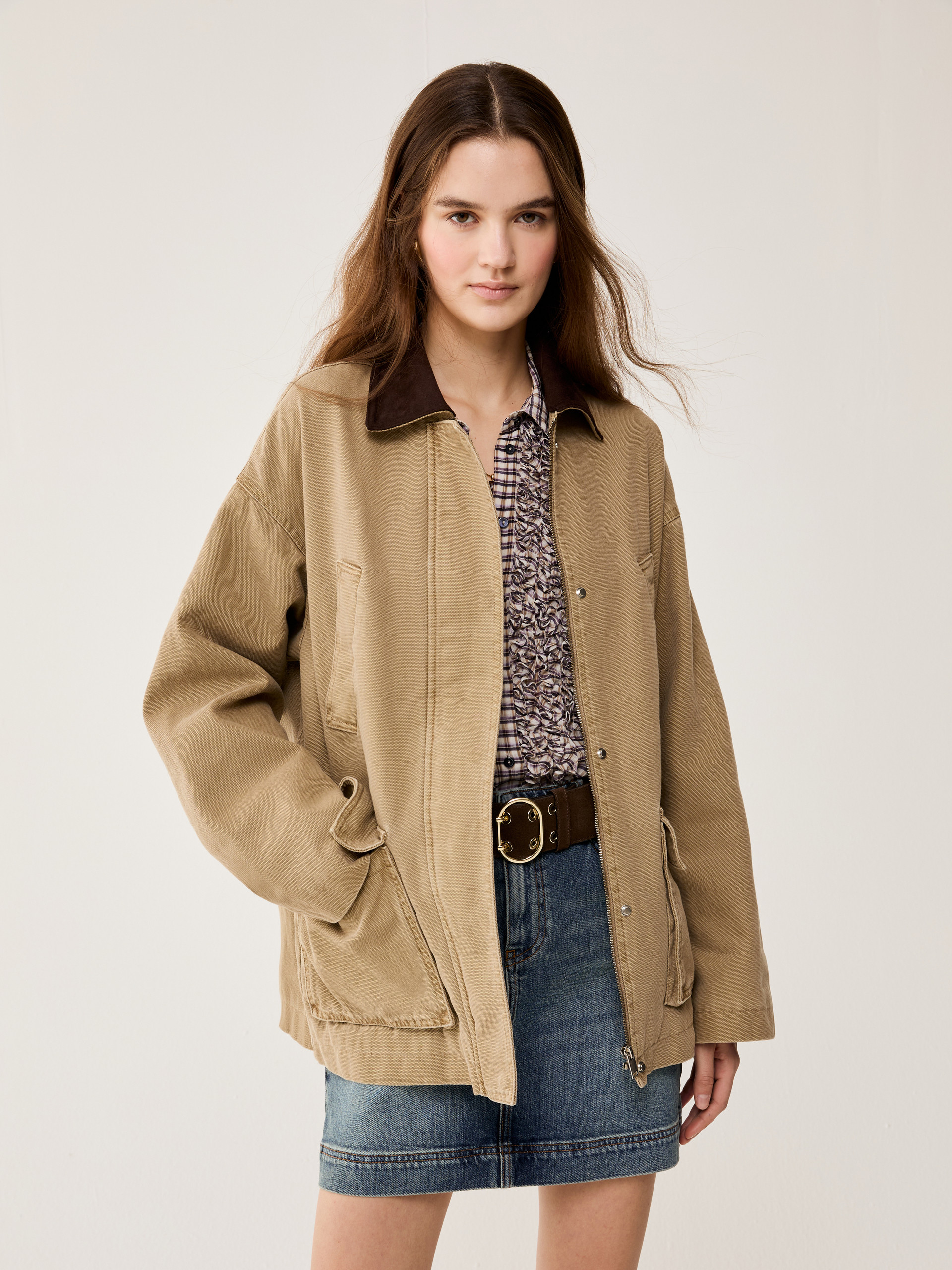 Cotton canvas barn jacket - BEIGE - pennyblack