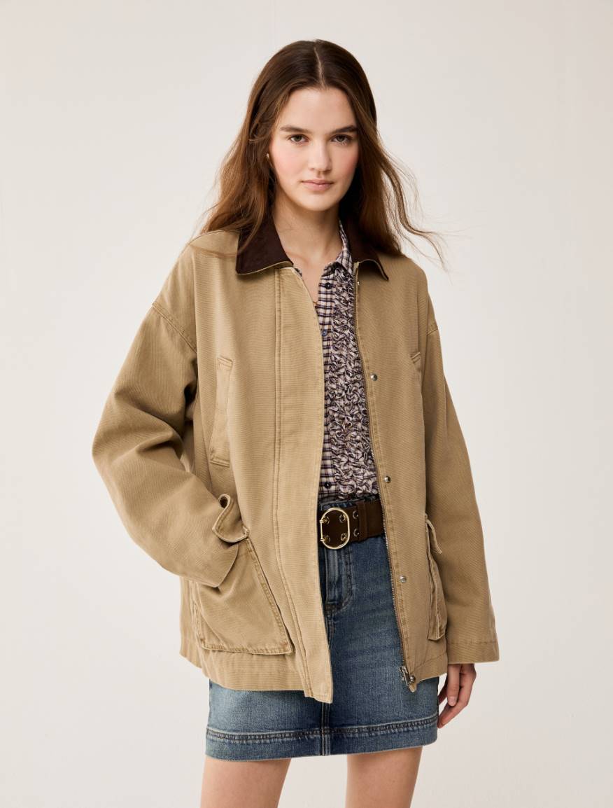 Cotton canvas barn jacket - BEIGE - Pennyblack