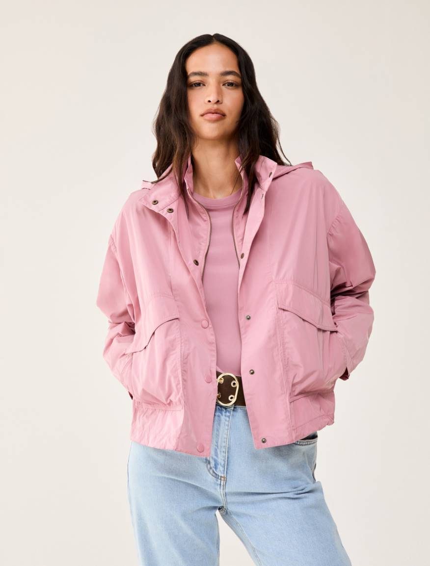 Lightweight water-repellent cropped parka - MAUVE - Pennyblack
