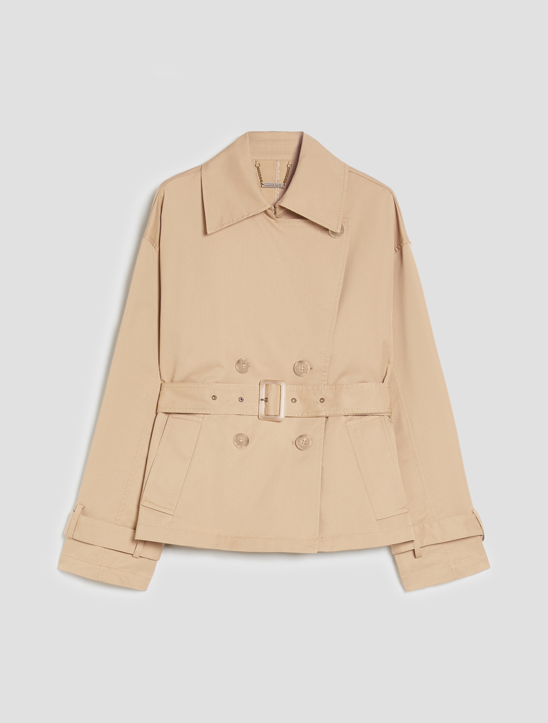 Cropped gabardine trench coat - SAND - pennyblack