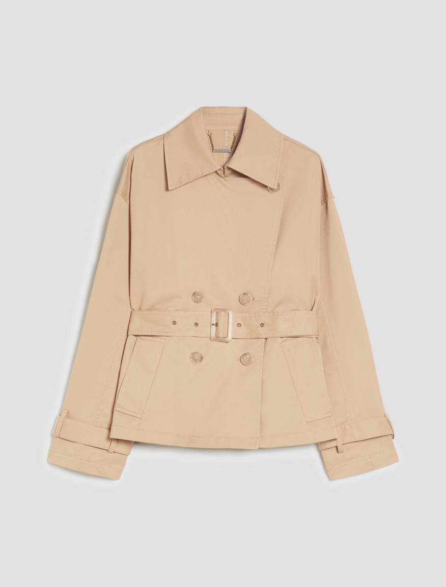Cropped gabardine trench coat - SAND - Pennyblack - 2
