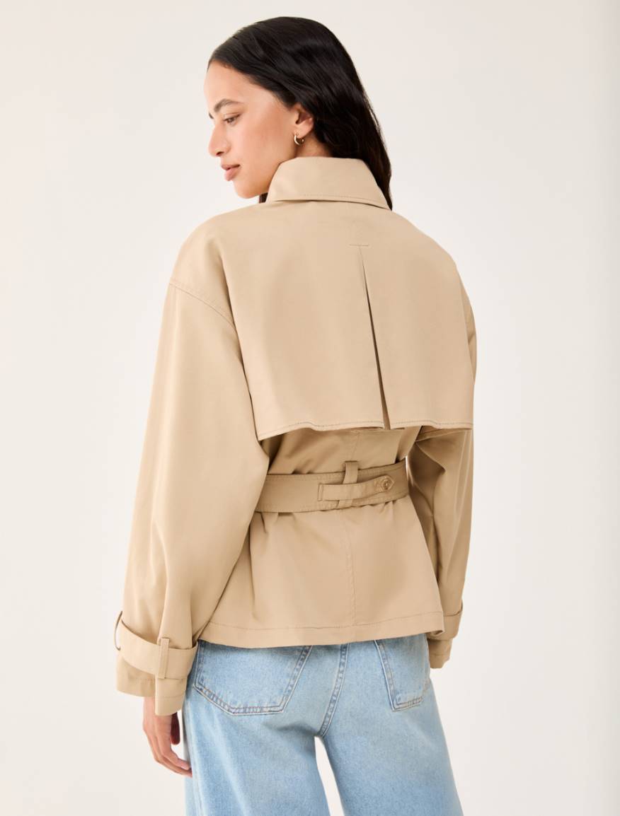 Cropped gabardine trench coat - SAND - Pennyblack - 3