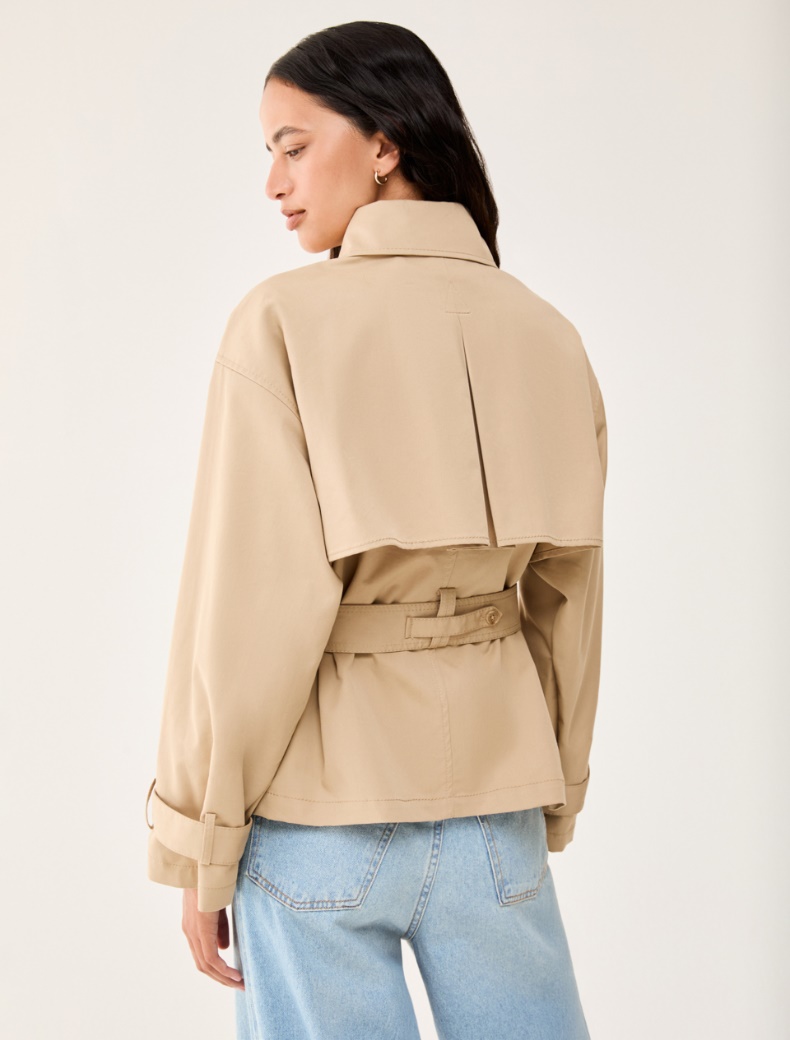 Cropped gabardine trench coat - SAND - pennyblack