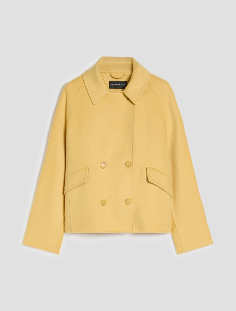 Double wool-blend pea coat - YELLOW - pennyblack