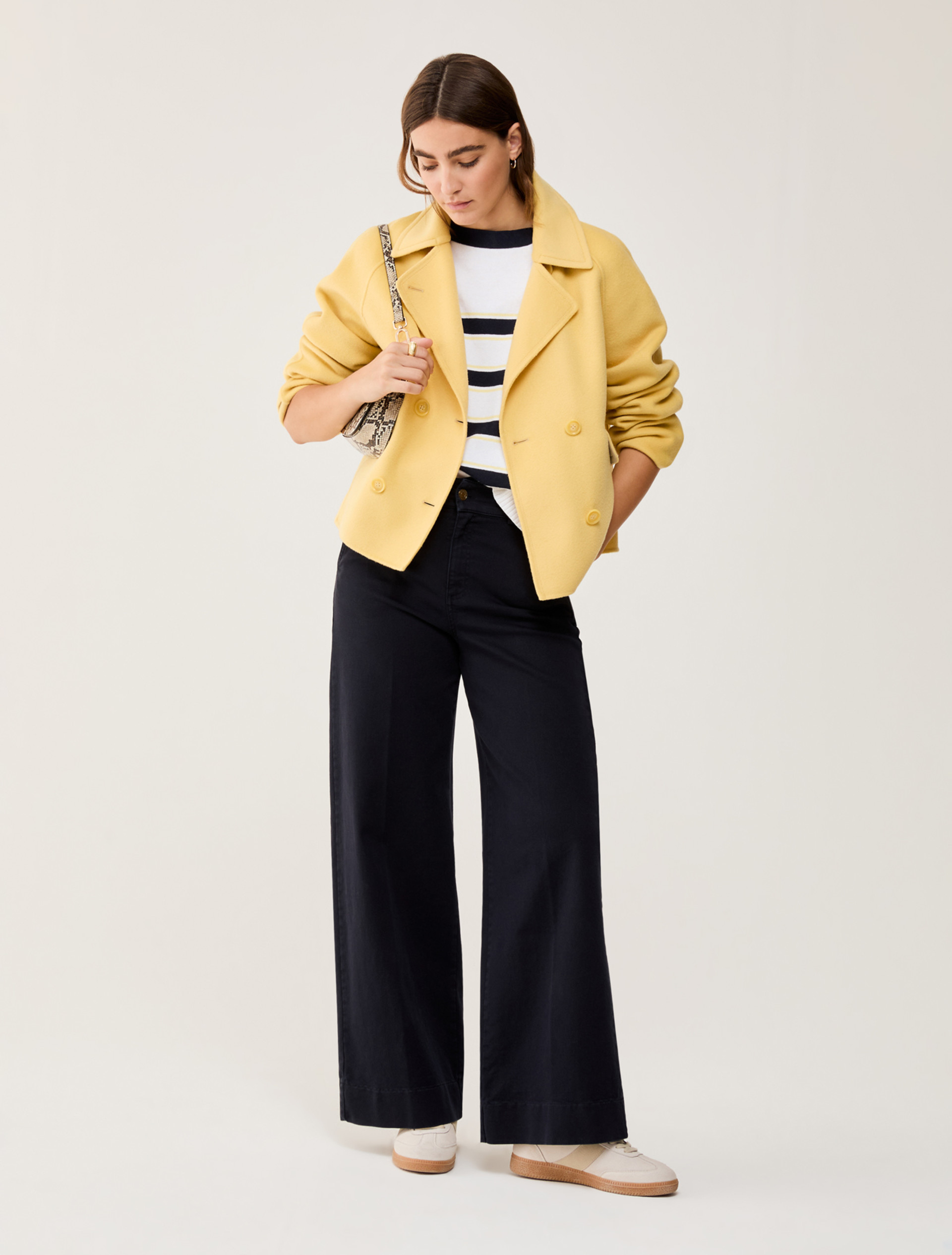 Double wool-blend pea coat - YELLOW - pennyblack