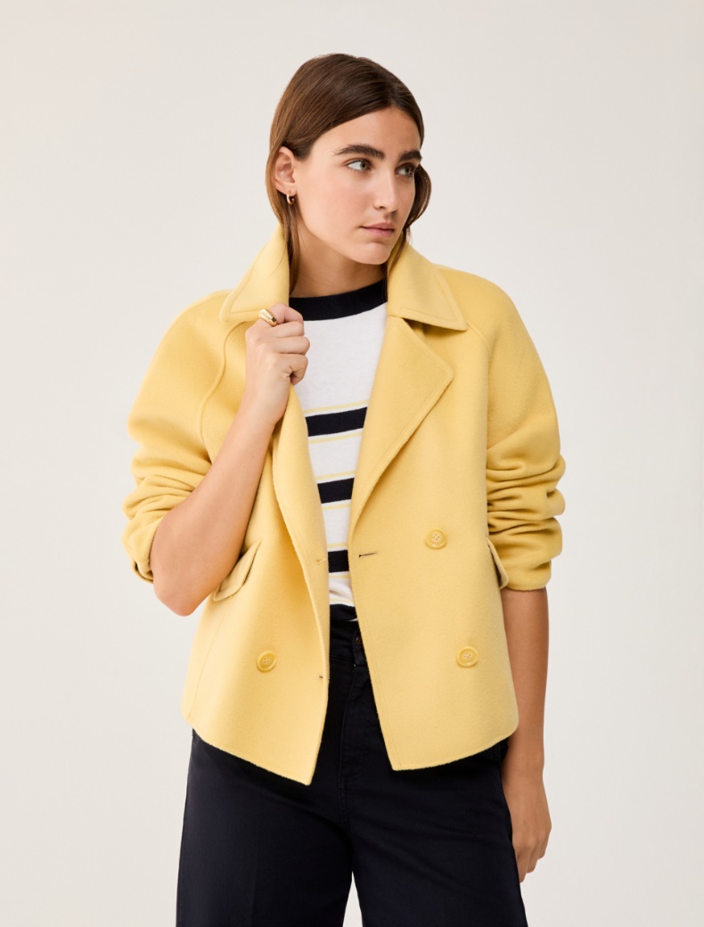 Double wool-blend pea coat - YELLOW - pennyblack
