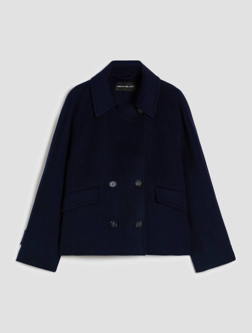 Double wool-blend pea coat - NAVY - Pennyblack - 2
