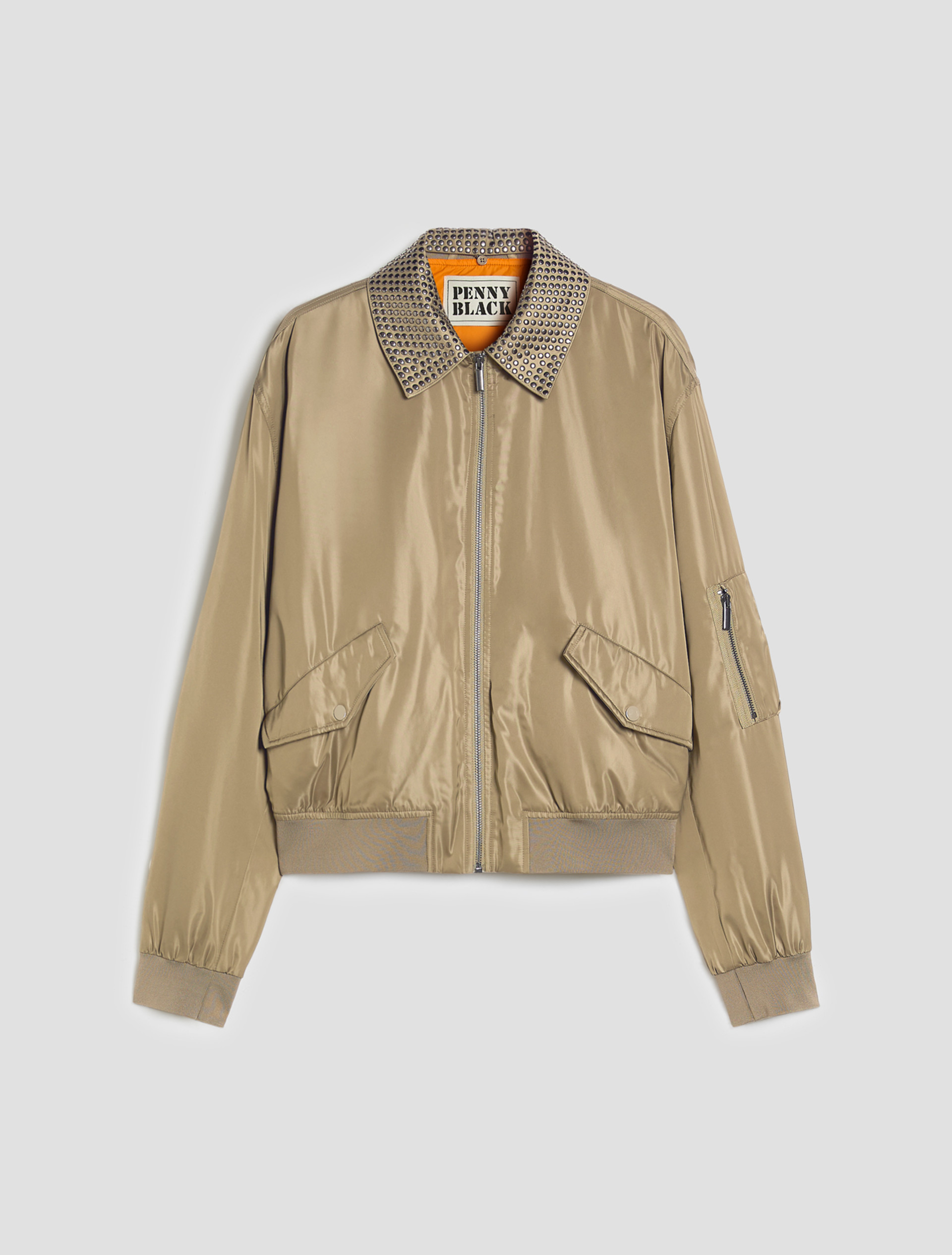 Bomber jacket with detachable collar - KAKI - pennyblack