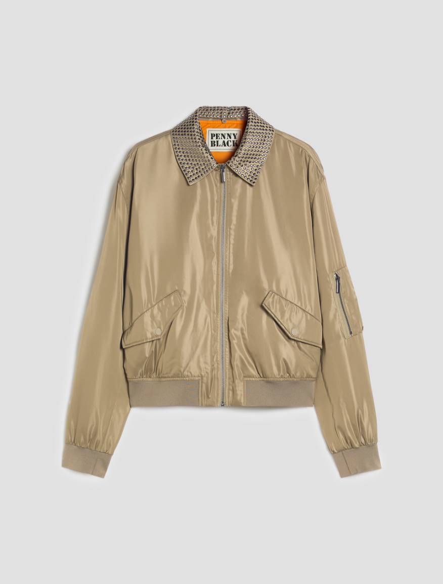 Bomber jacket with detachable collar - KAKI - Pennyblack - 2