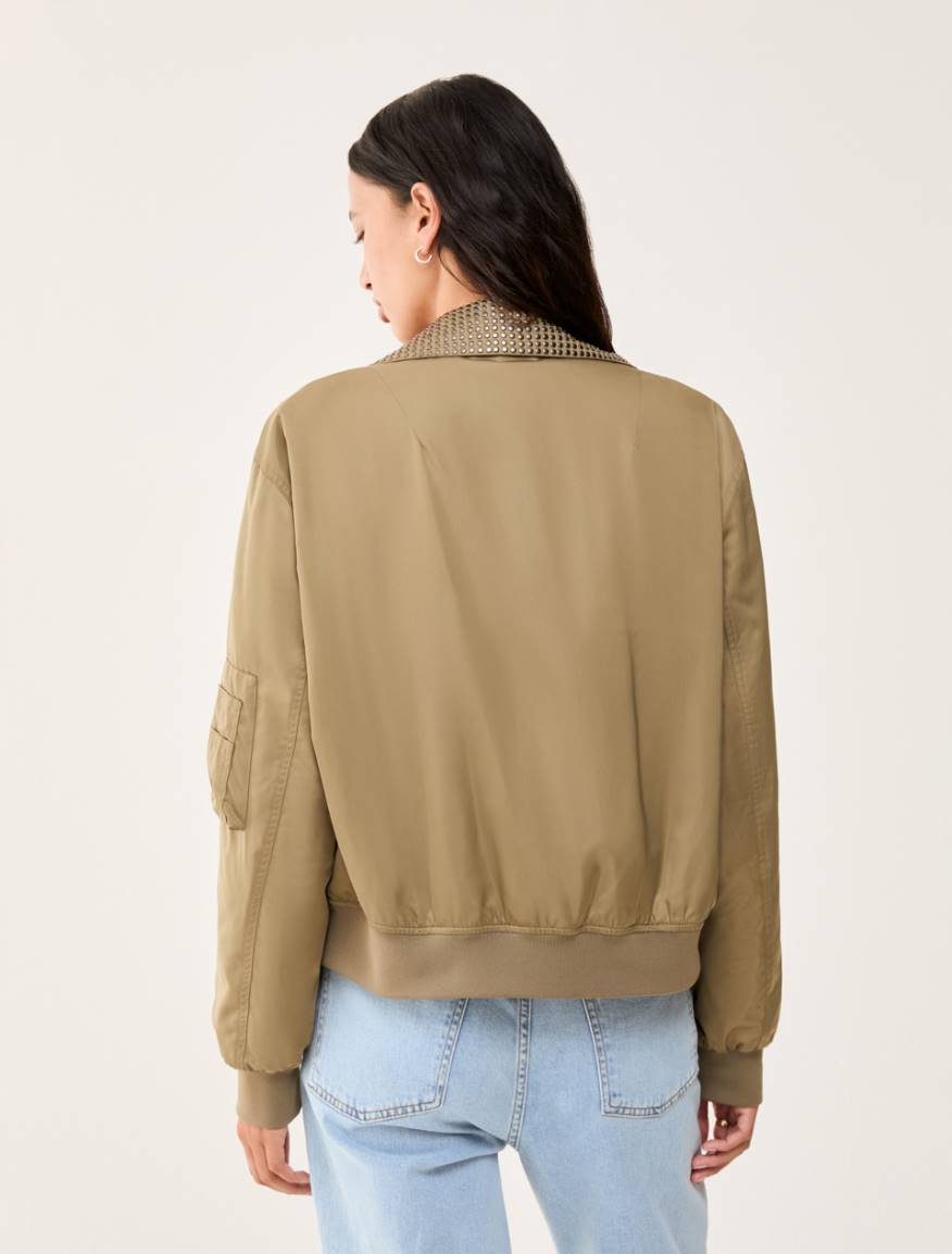 Bomber jacket with detachable collar - KAKI - Pennyblack - 3