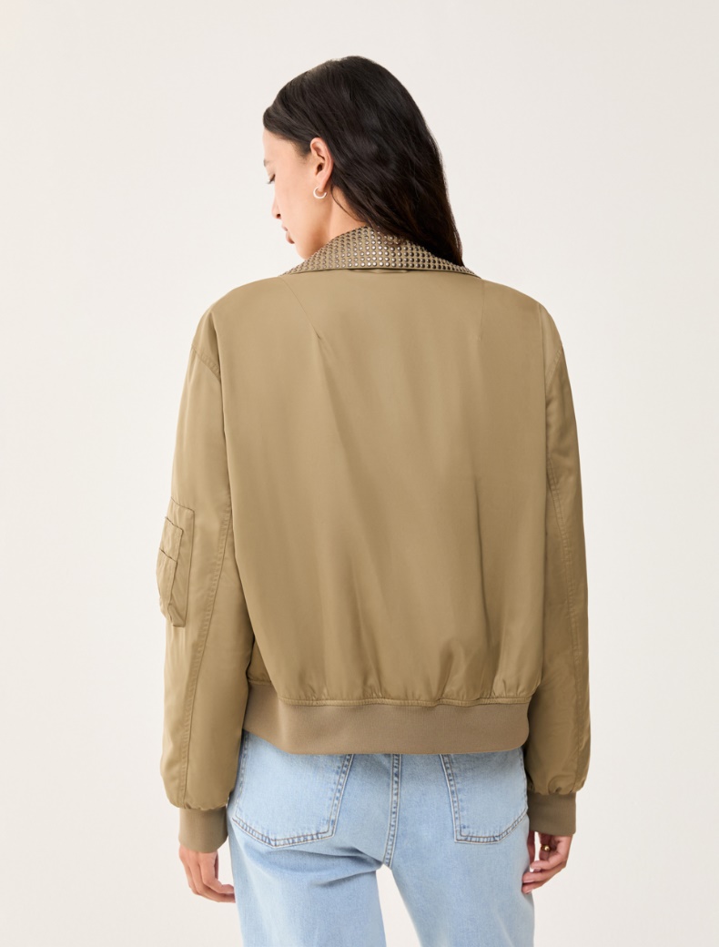 Bomber jacket with detachable collar - KAKI - pennyblack