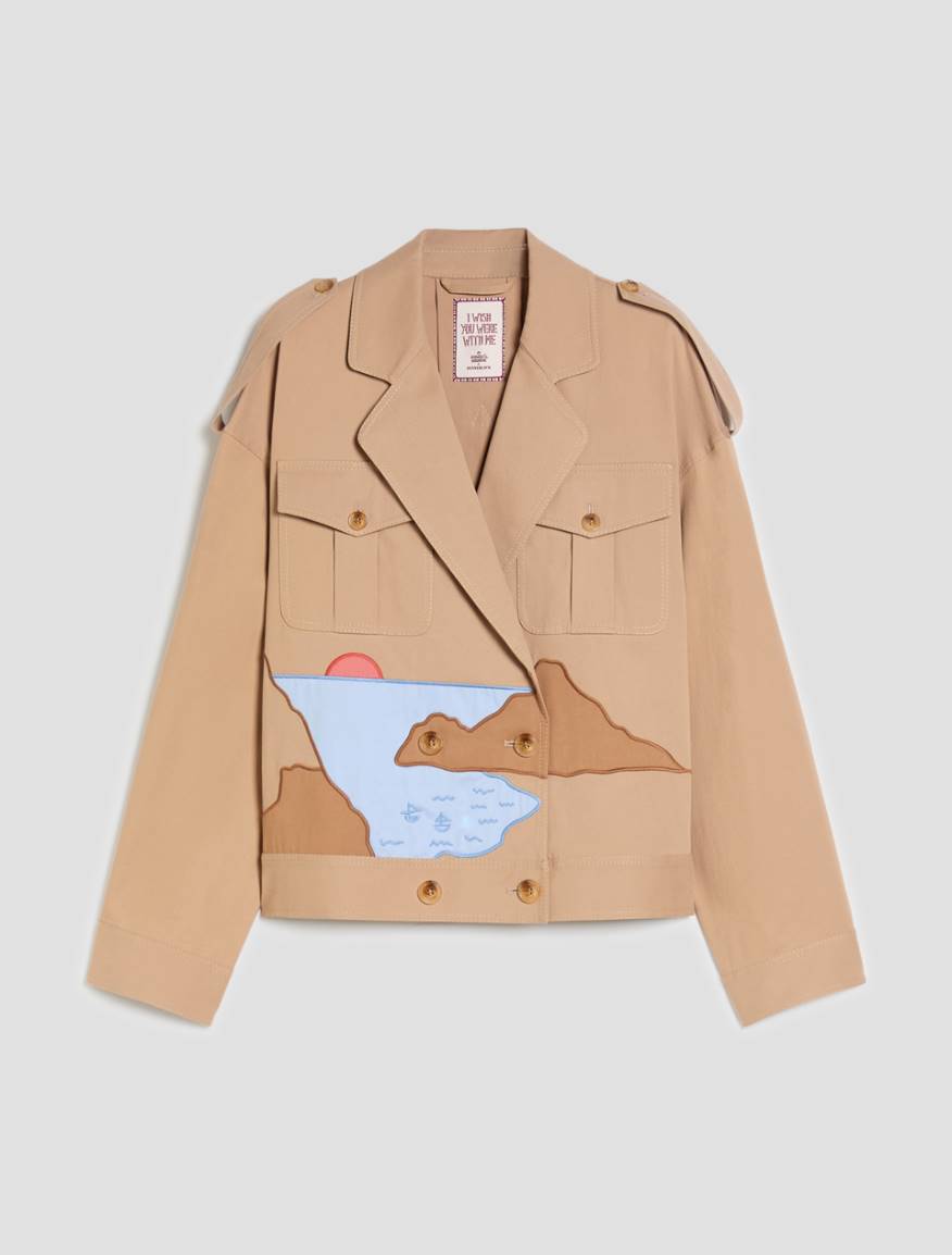 Embroidered gabardine jacket - CAMEL - Pennyblack - 2