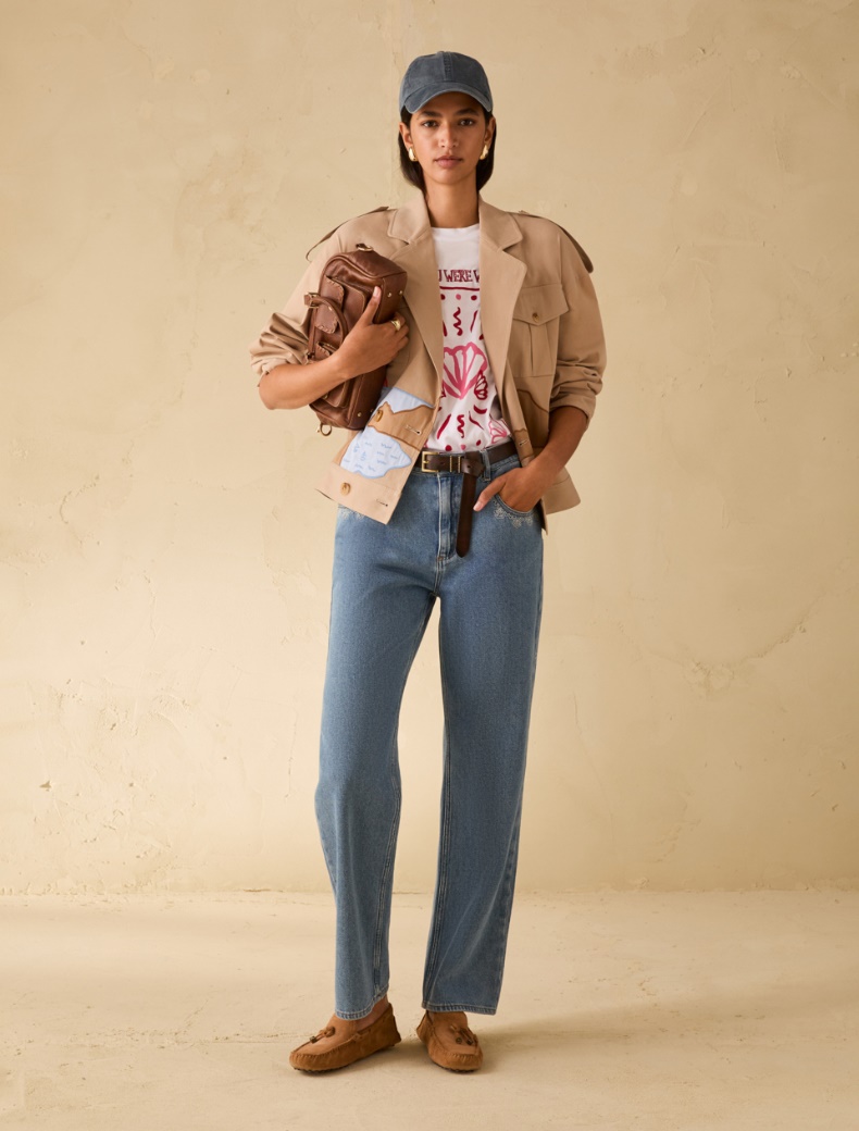 Embroidered gabardine jacket - CAMEL - pennyblack