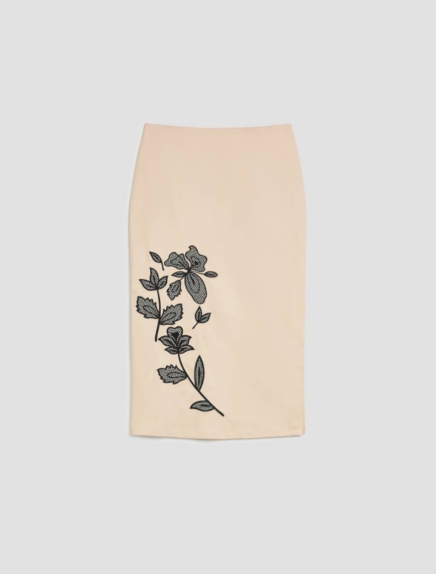 Pencil skirt with embroidery - IVORY - Pennyblack - 2