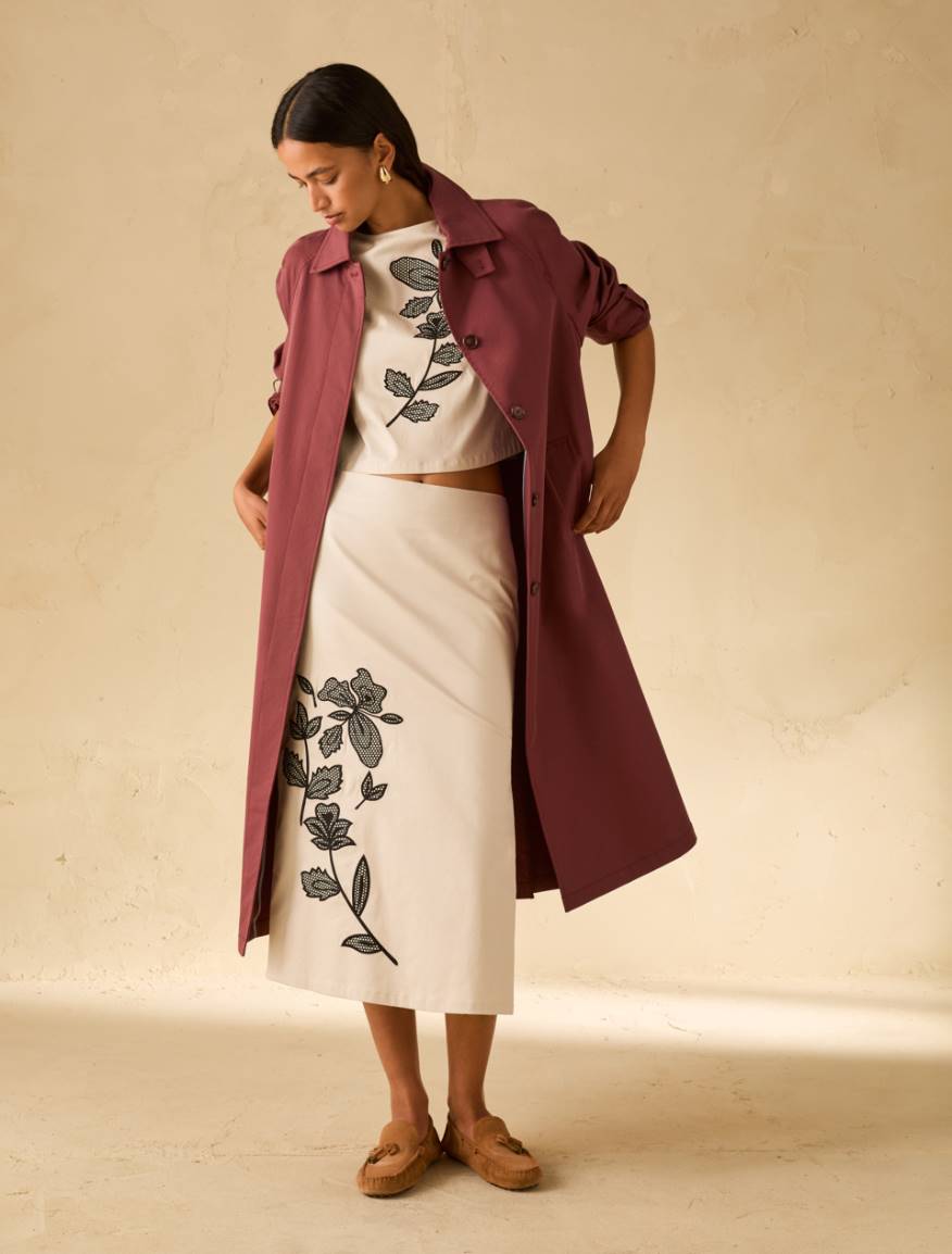 Pencil skirt with embroidery - IVORY - Pennyblack - 5