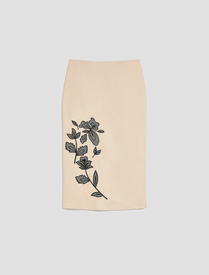 Pencil skirt with embroidery - IVORY - pennyblack
