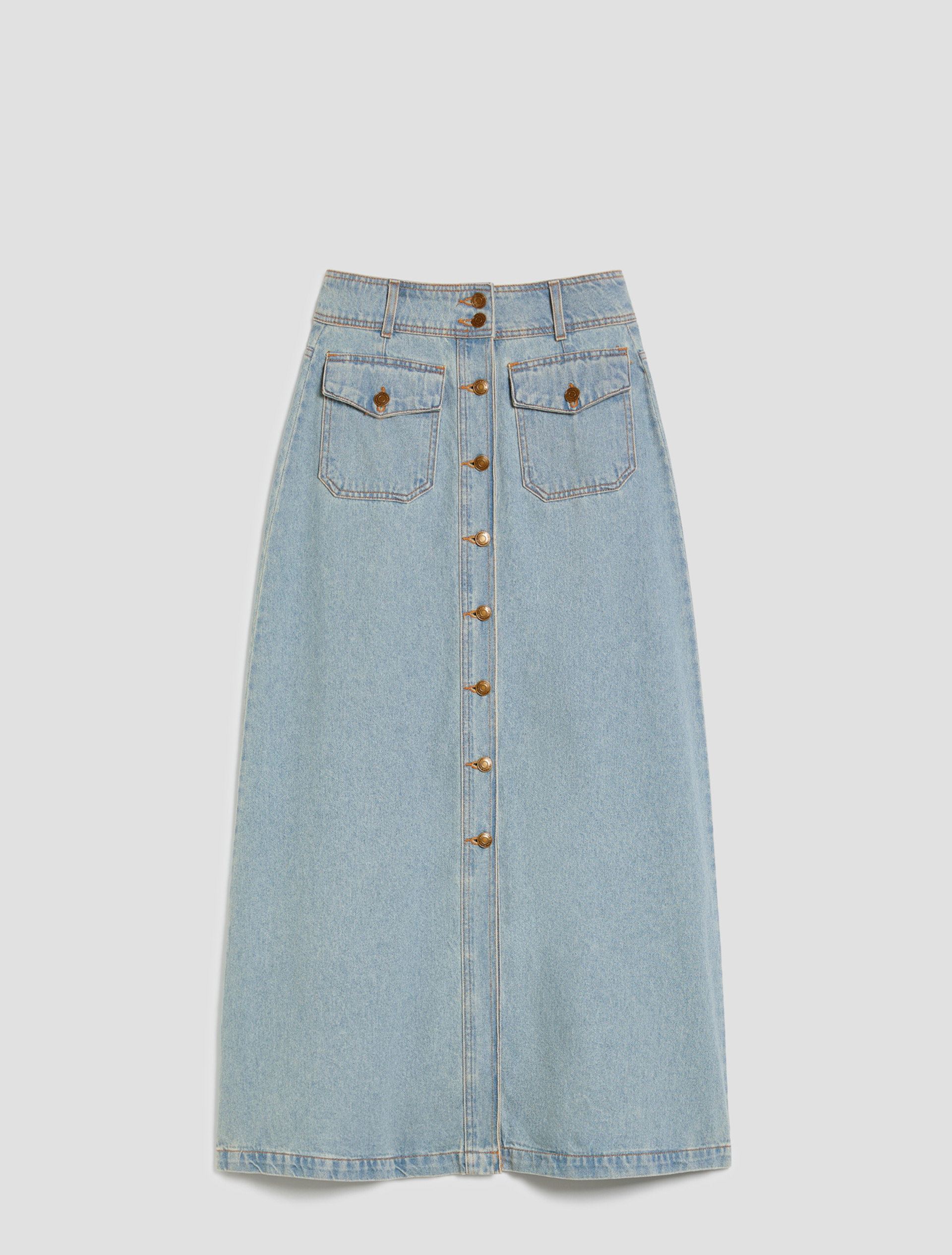 Long denim skirt - BLUE JEANS - pennyblack