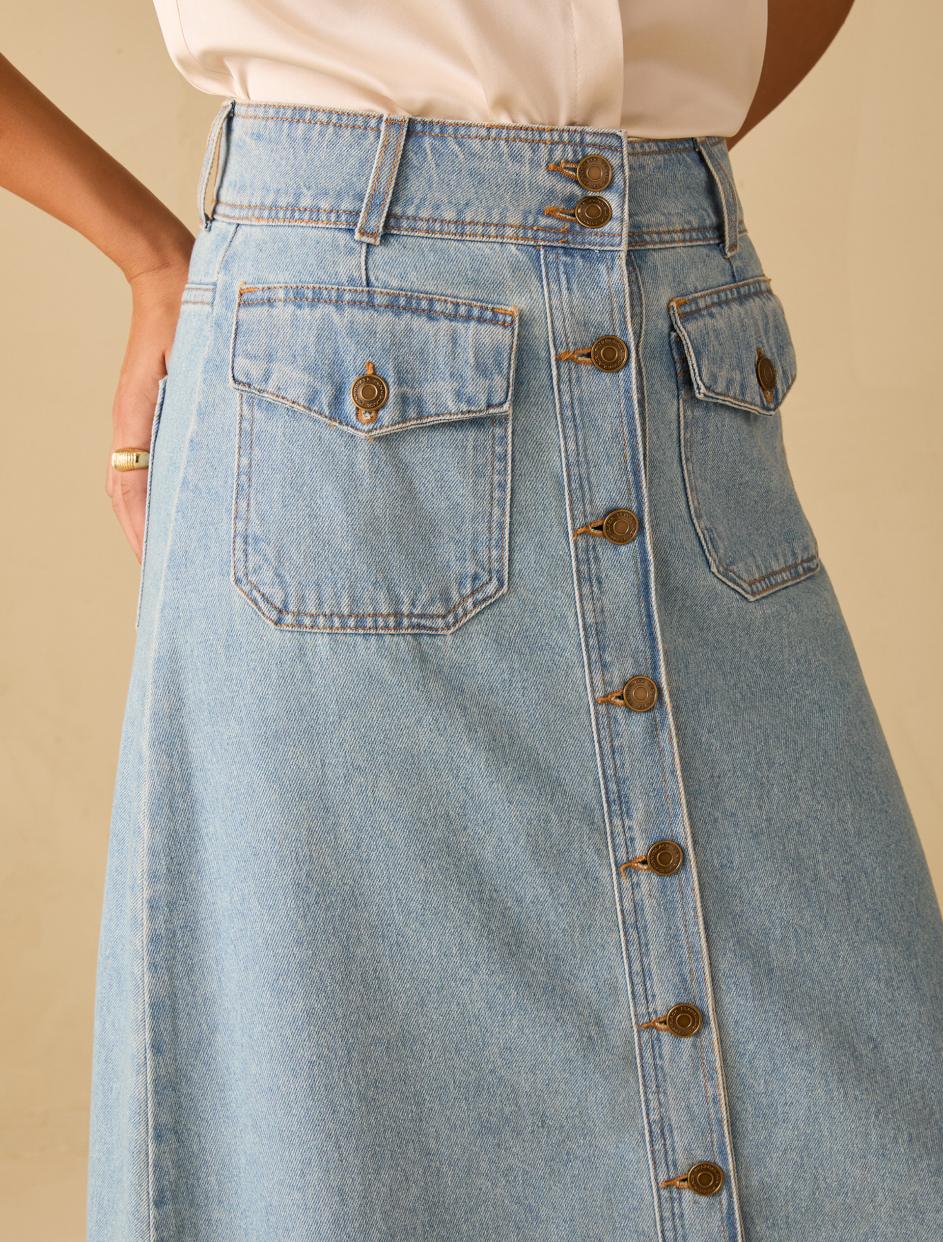 Long denim skirt - BLUE JEANS - pennyblack
